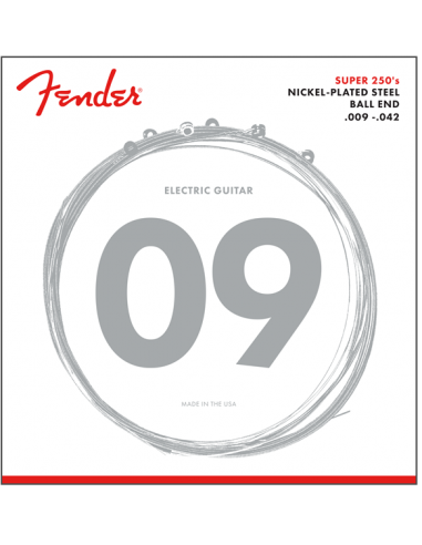 Electric guitar strings FenderSuper 250's Nickel-Plated Steel .009-.042