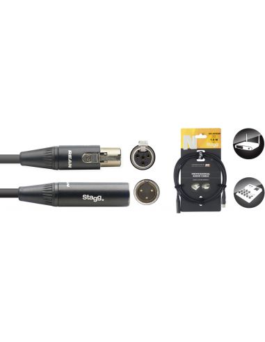 Kabelis mini 3pin XLR/m - mini 3pin XLR/f 1.5m