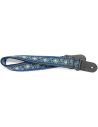 Woven nylon guitar strap with blue Jimi pattern