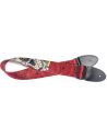 Stagg Red terylene guitar strap with big Mexican skull pattern