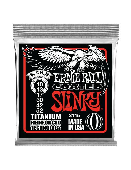 Stygos el. gitarai Ernie Ball Skinny Top Heavy Bottom Slinky Coated Titanium 10-52