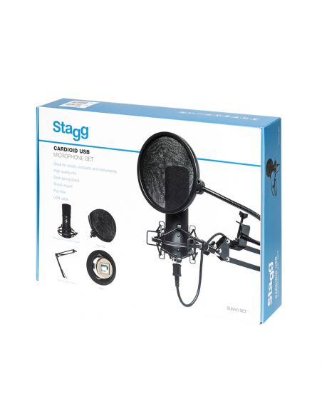 Stagg SUM45 USB microphone set (microphone, stand, shock mount, pop filter and USB cable)