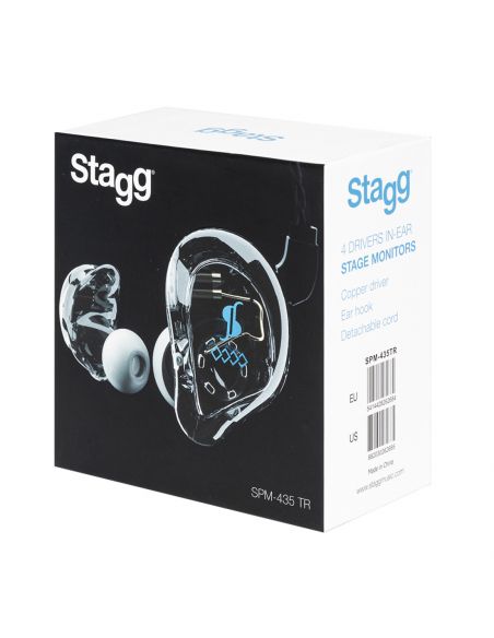 Stagg High resolution, 4 drivers, sound isolating earphones, transparent