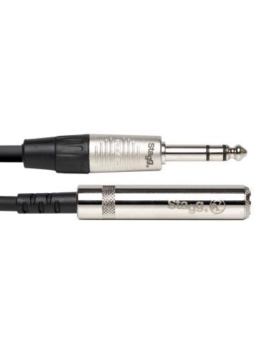 N series audio cable, jack/jack (m/f), stereo, 3 m (10')