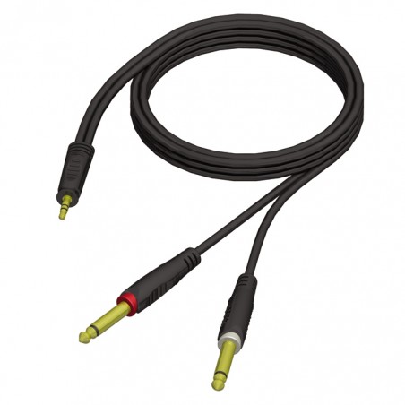 Kabelis 1xJACK 3.5 stereo - 2xJACK 6.3 mono 3m