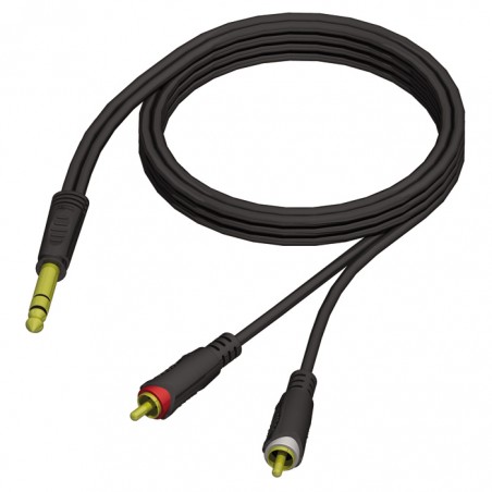 Kabelis 1xJACK 6.3 stereo - 2xRCA/m 3m