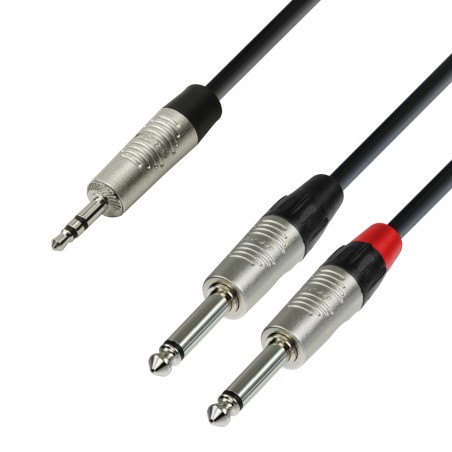 Kabelis REAN 1xJACK 3.5 stereo - 2xJACK 6.3 mono 6m