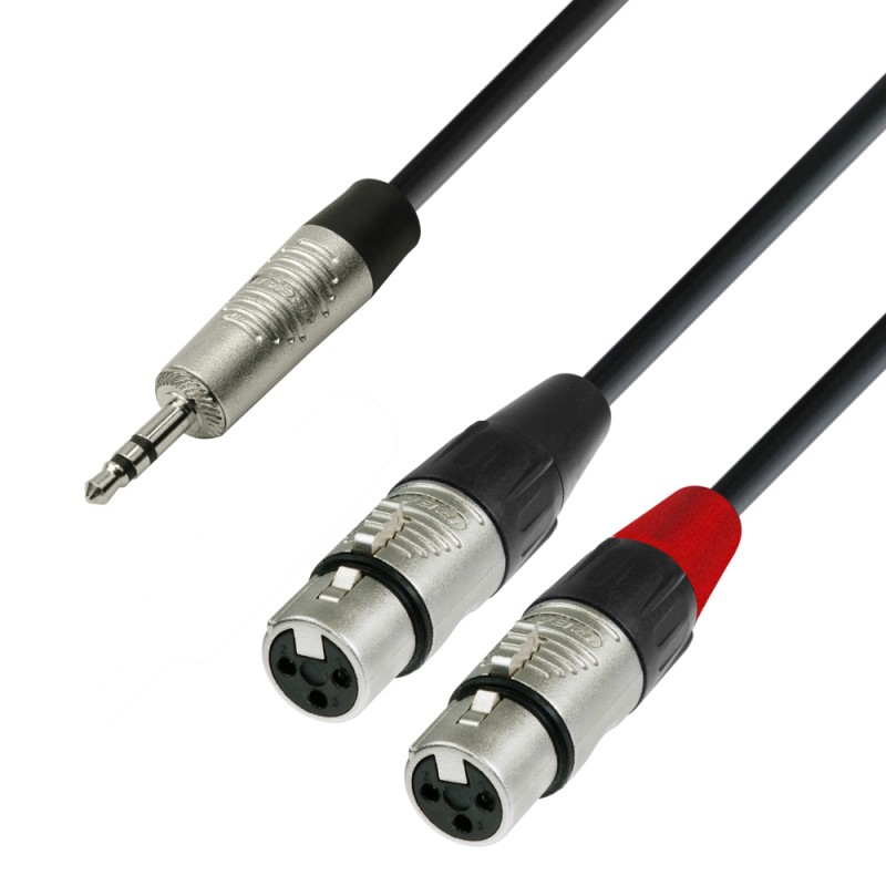 Kabelis REAN 1xJACK 3.5 stereo - 2xXLR/f 3m