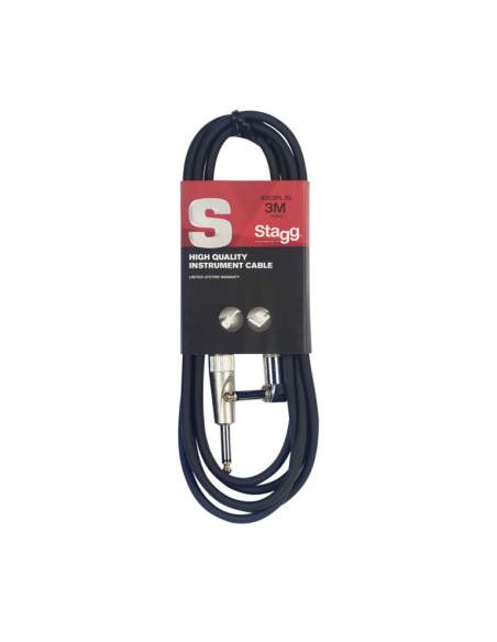 Instrument cable, jack/jack (m/m, straight/L-shaped), 3 m (10"), heavy-duty connectors, S-series