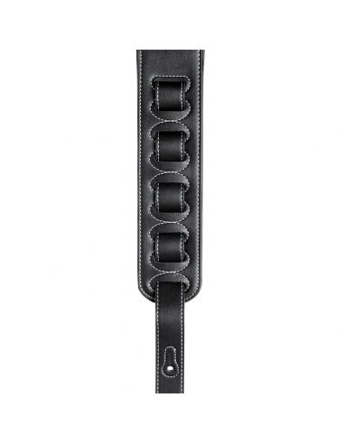 black leather padded guitar strap