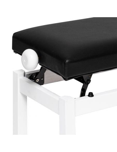 Matt white piano bench with black vinyl top