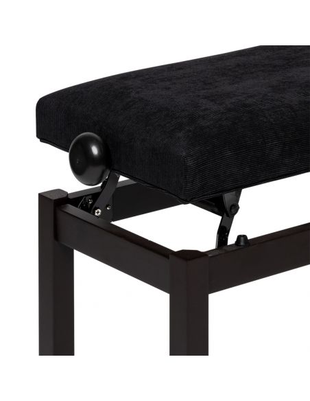 Matt piano bench, rosewood colour, with black velvet top