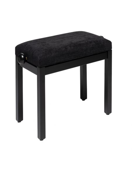 Matt black piano bench with black velvet top