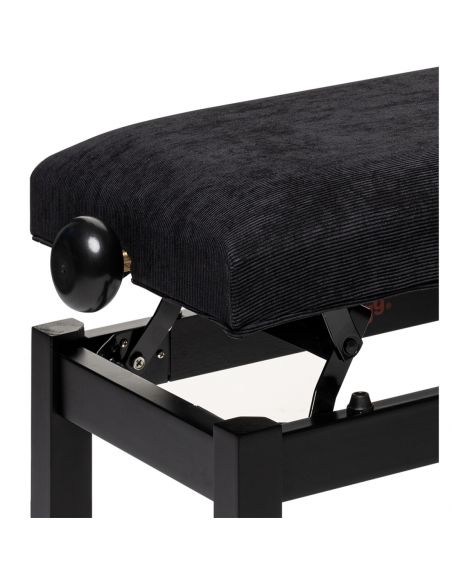 Matt black piano bench with black velvet top