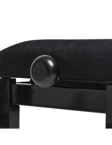 Highgloss black piano bench with black velvet top