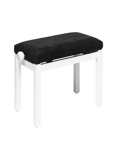 Matt white piano bench with black velvet top