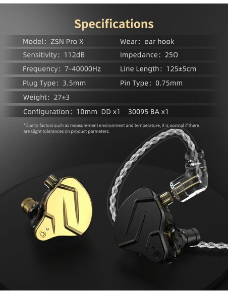 Earphones KZ ZSN PROX Gold | Muzi.lt