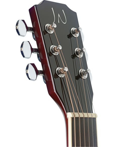 Transparent redburst acoustic-electric auditorium guitar with solid spruce top, Bessie series