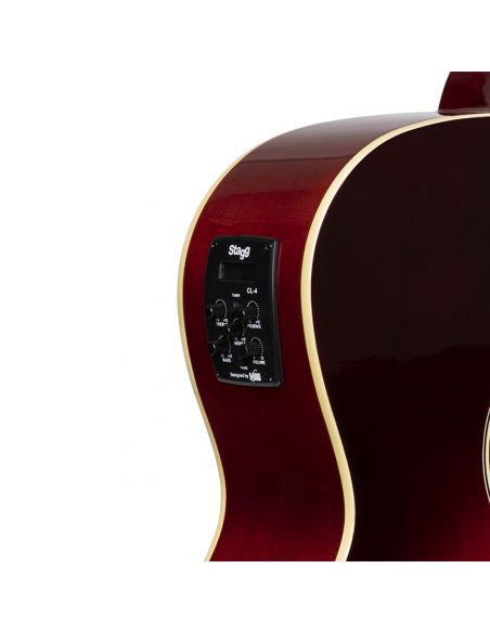 Cutaway acoustic-electric auditorium guitar, transparent red