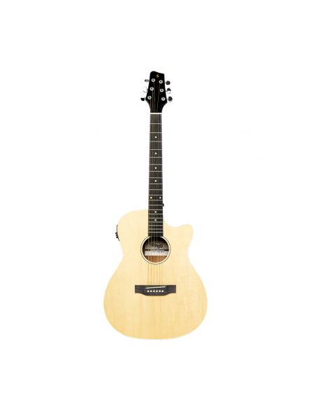 Cutaway acoustic-electric auditorium guitar, natural colour