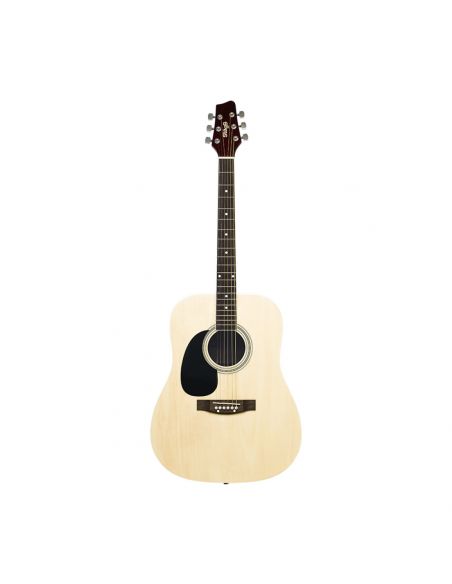 3/4 natural dreadnought acoustic guitar with basswood top, left-handed model