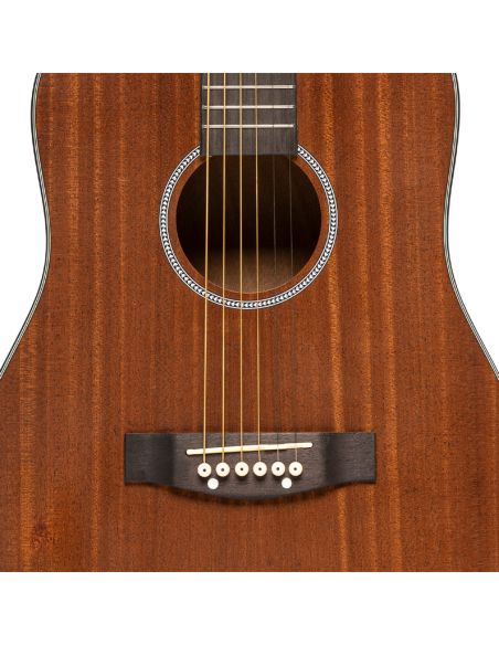 Acoustic dreadnought travel guitar, sapele, natural finish