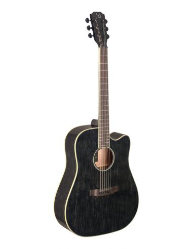 Cutaway acoustic-electric dreadnought guitar with solid mahogany top, Yakisugi series