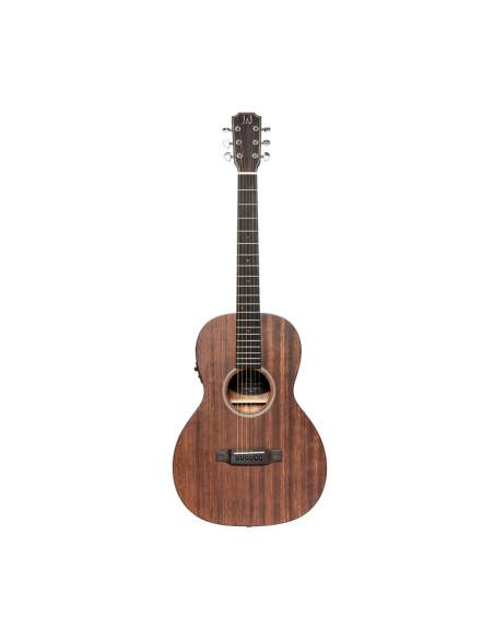 Acoustic-electric parlor guitar with solid mahogany top, Dovern series