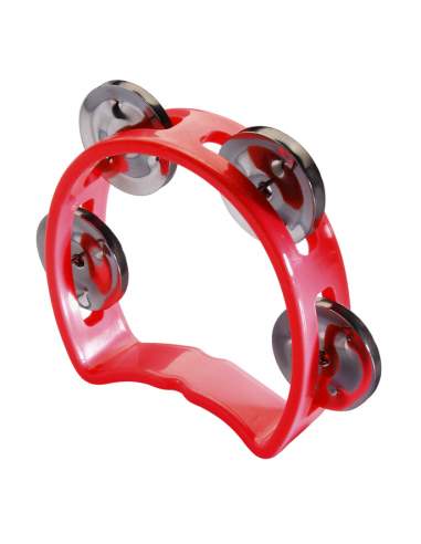 Plastic cutaway mini tambourine with 4 jingles