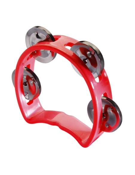 Plastic cutaway mini tambourine with 4 jingles