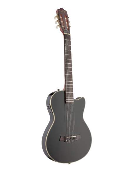 4/4 cutaway electric classical guitar with solid body, black