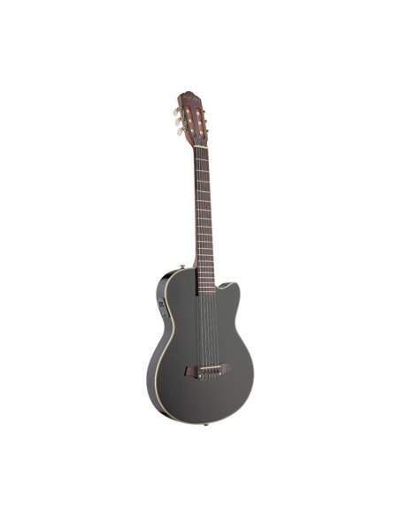 4/4 cutaway electric classical guitar with solid body, black