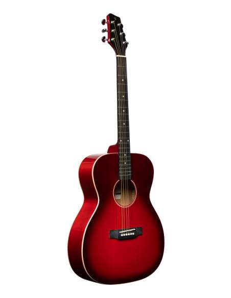 Auditorium guitar with basswood top, transparent red