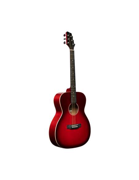 Auditorium guitar with basswood top, transparent red