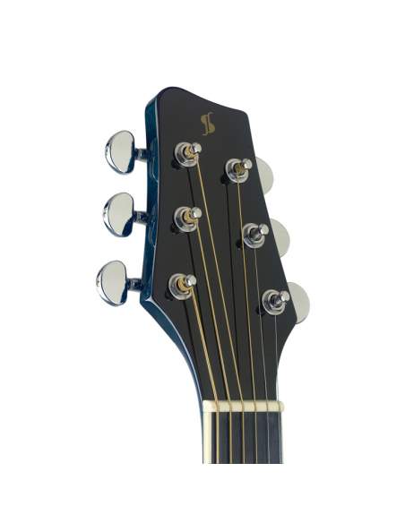 Slope Shoulder dreadnought guitar, transparent blue