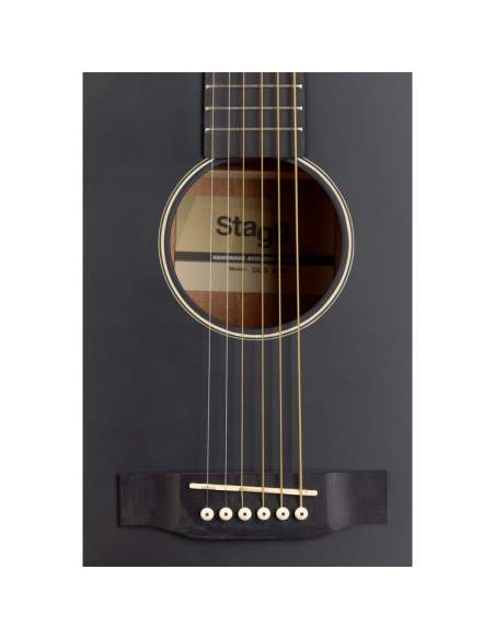 Auditorium guitar with basswood top, black, left-handed model