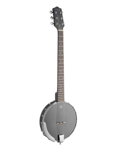 6-String open back guitar banjo with guitar headstock