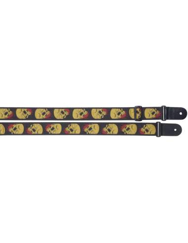 Woven nylon guitar strap with "Skull n' Blood" pattern