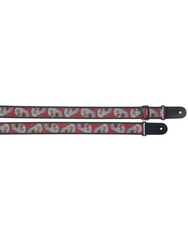 Woven nylon guitar strap with "Clown n' Blood" pattern