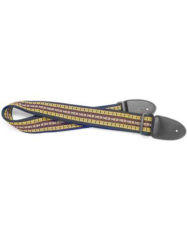 Woven nylon guitar strap with brown Hootenanny pattern