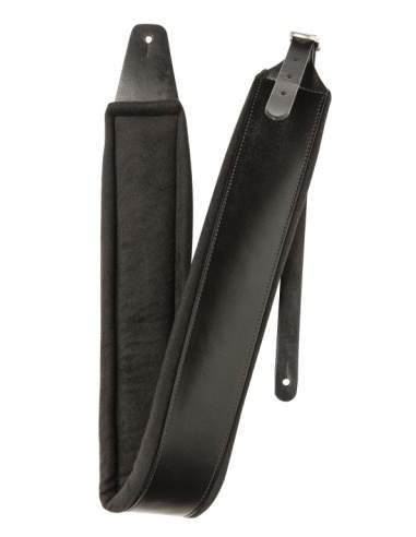 black leather padded guitar strap