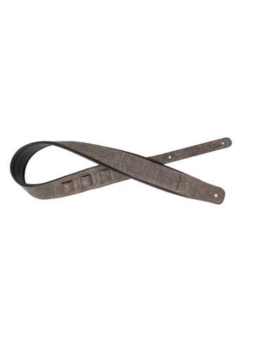 Brown padded raw leather guitar strap