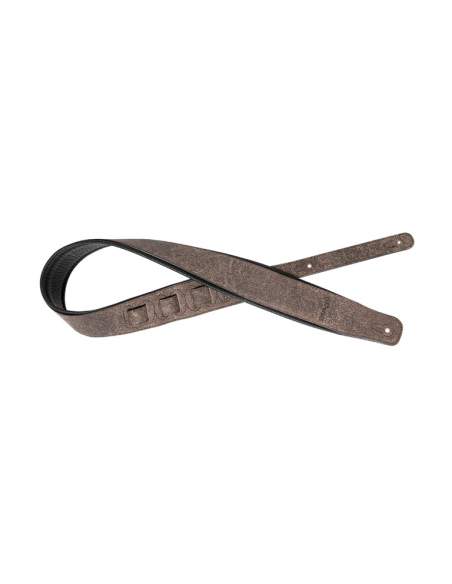 Brown padded raw leather guitar strap