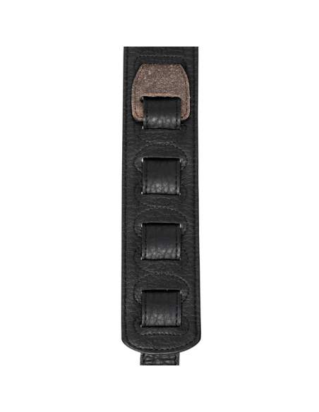 Brown padded raw leather guitar strap