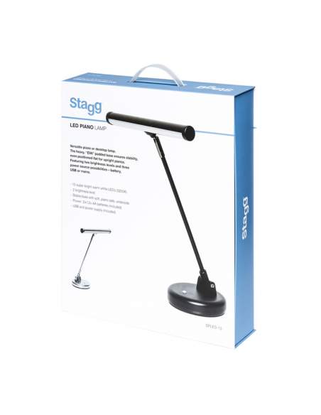 Black battery-powered or mains-operated LED piano or desk lamp