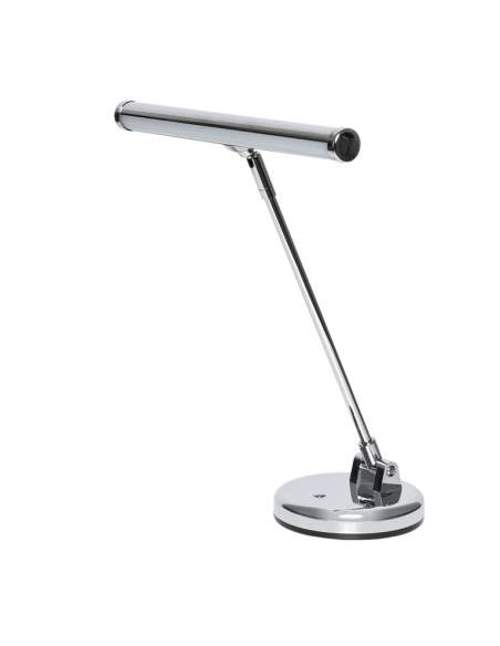 Chrome battery-powered or mains-operated LED piano or desk lamp