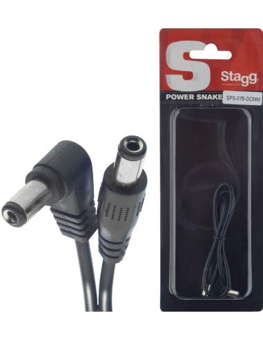 Power cable, DC/DC (m/m, L-shaped/straight), 75 cm (2.46'), black