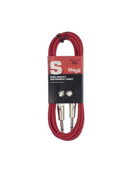 Instrument cable, jack/jack (m/m), 3 m (10"), heavy-duty connectors, red, S-series