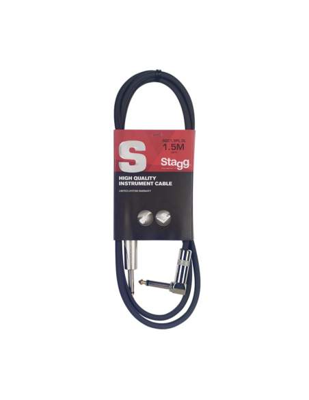 Instrument cable, jack/jack (m/m, straight/L-shaped), 1.5 m (5"), heavy-duty connectors, S-series