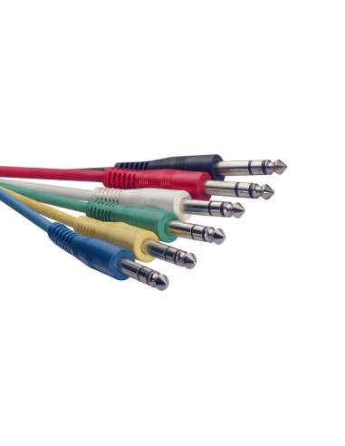 Stereo patch cable, 6 x jack/jack (m/m), 30 cm (1'), moulded plastic
